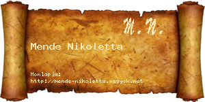 Mende Nikoletta névjegykártya